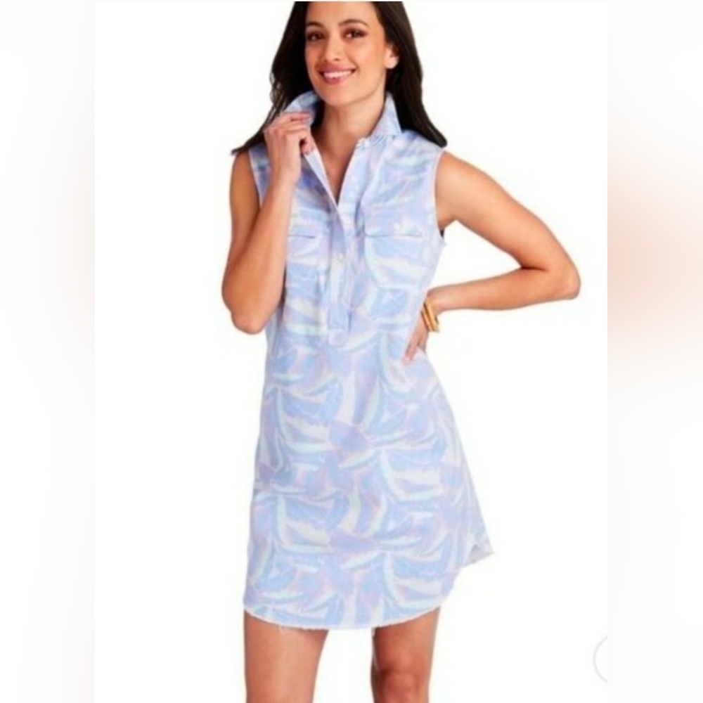 Vineyard Vines Women’s Tropical Print Sleeveless Shirt Dress 4